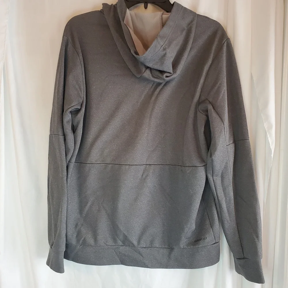 ADIDAS Mens Graphic Hoodie Hooded Sweatshirt Medium Grey Cotton‎ Aeroready